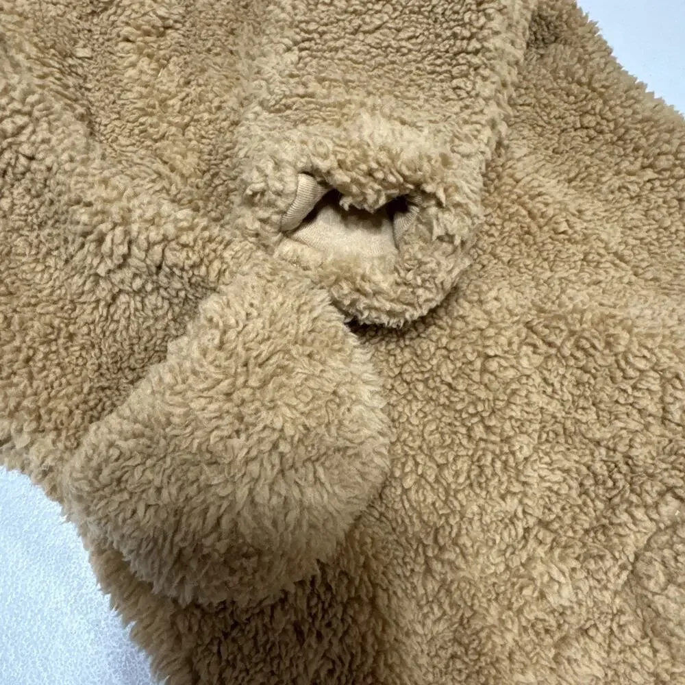 Baby Gap 6-12 Brown Sherpa Hooded Teddy Coverall Footie Bear Ears Outdoor Casua